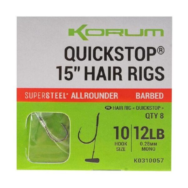 Korum Big Fish Quickstop Hair Rigs Barbed 38CM