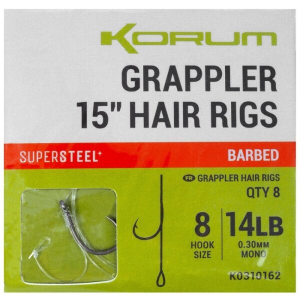 Korum Grappler Hair Rigs Barbed 38CM