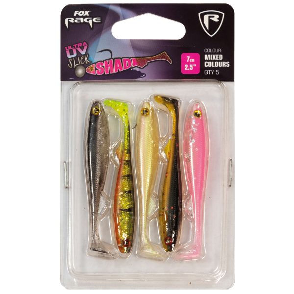 Fox Rage Slick Shad UV Mixed Colour Pack 7CM