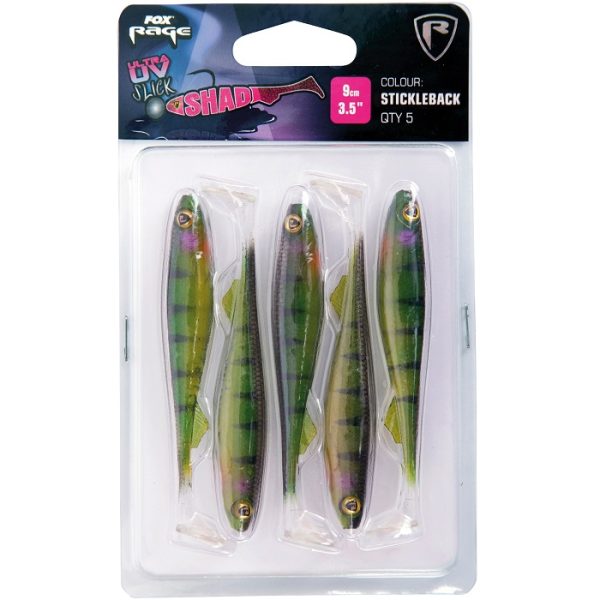 Fox Rage Slick Shad Single Colour Pack 9CM - UV Stickleback