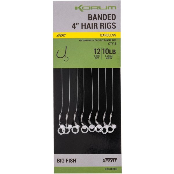 Korum Banded Hair Rigs Barbless 10cm (K0310307-09) - Image 3