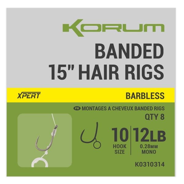 Korum Banded Hair Rigs Barbless 30cm
