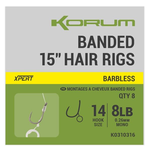 Korum Banded Hair Rigs Barbless 30cm (K0310314-16) - Image 4